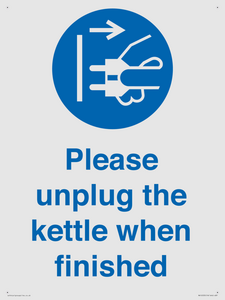 Please unplug the kettle when finished